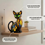 Mystická kočka - Lampa ve Vitráži
